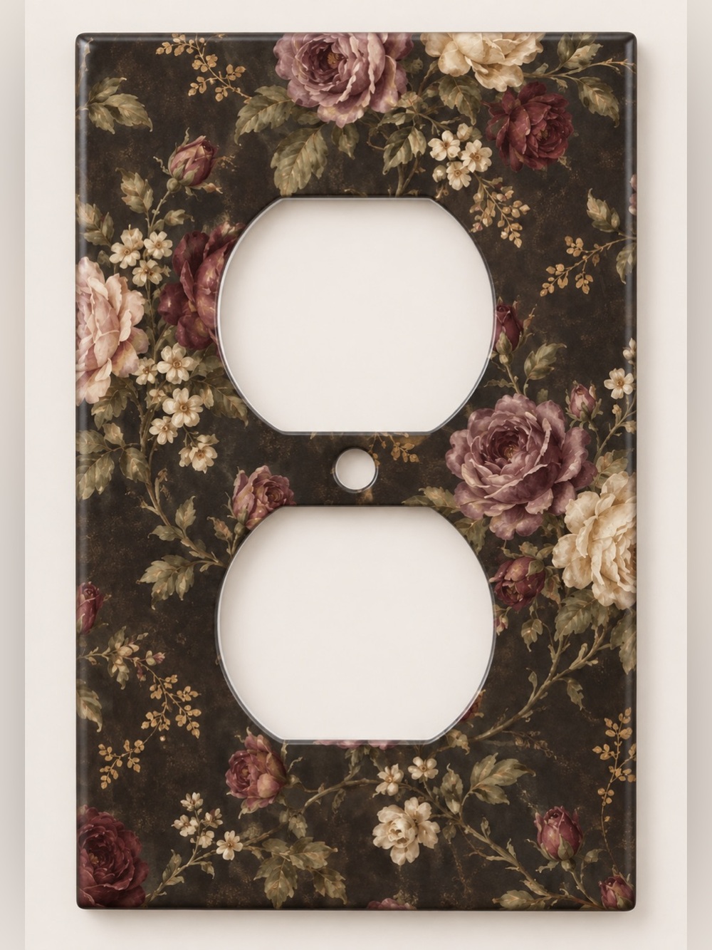 Moody Floral Rose Cottagecore Duplex Outlet Wall Plate Cover Vintage Style